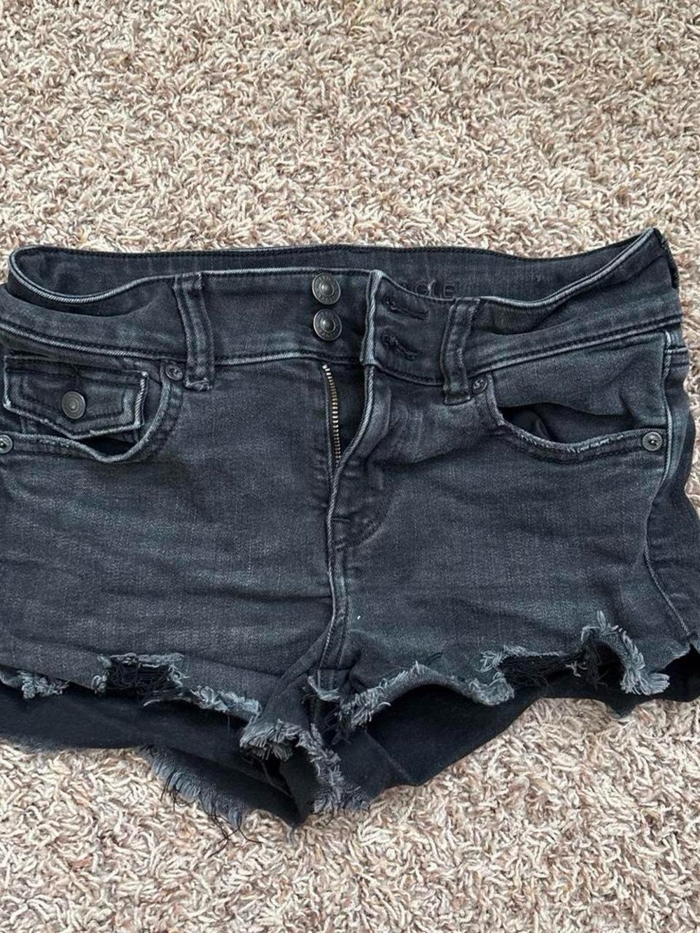 Women’s Black Denim Frayed Hem Shorts